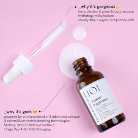 Geek & Gorgeous ingredient label showing peptide list and transparency benefit
