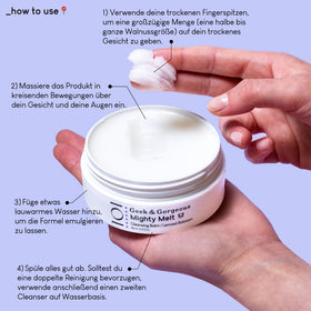 Geek & Gorgeous jar held in hand to show size and usage amount benefit