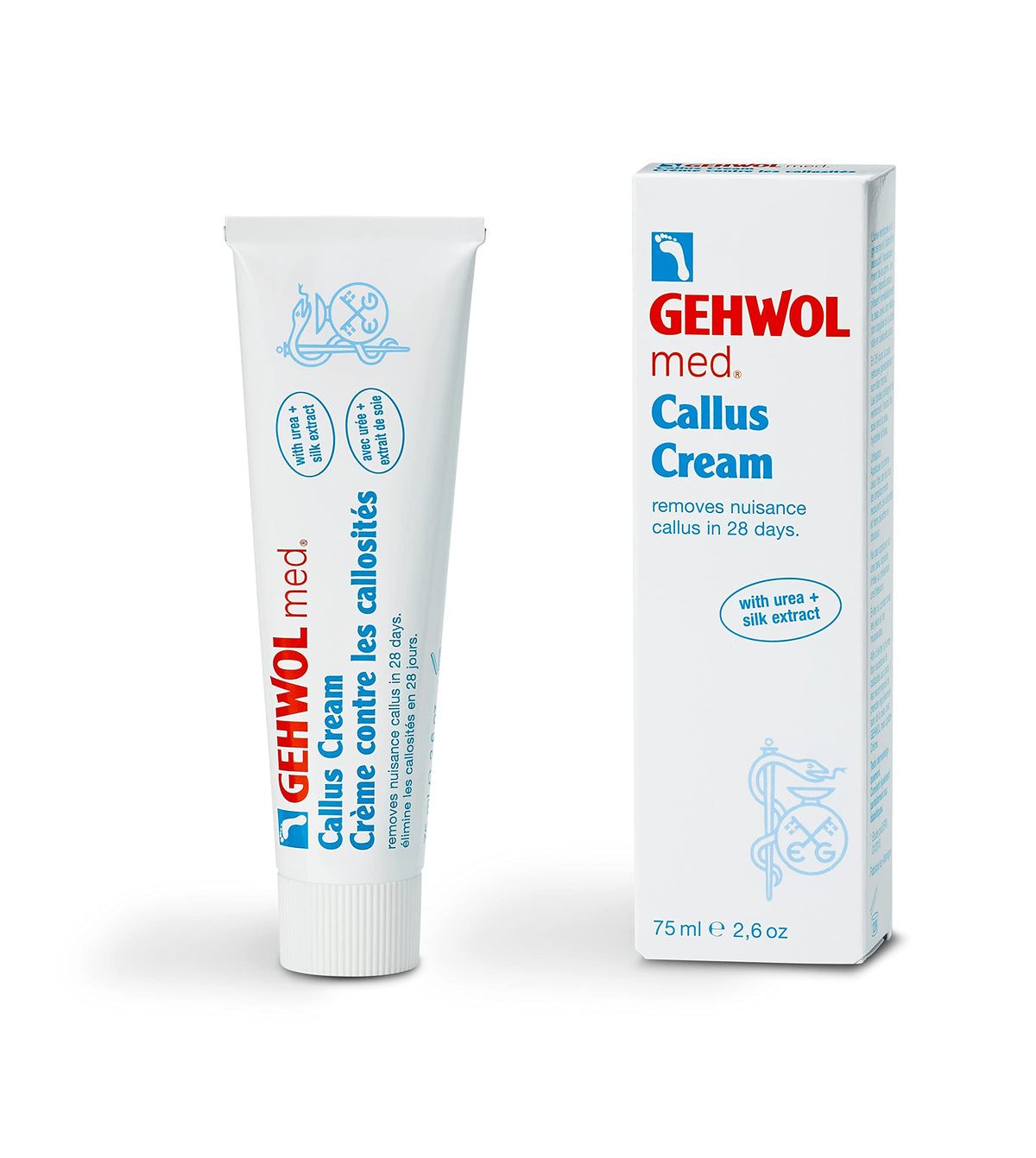 GEHWOL callus cream front tube showing label and easy-squeeze cap, promotes targeted care