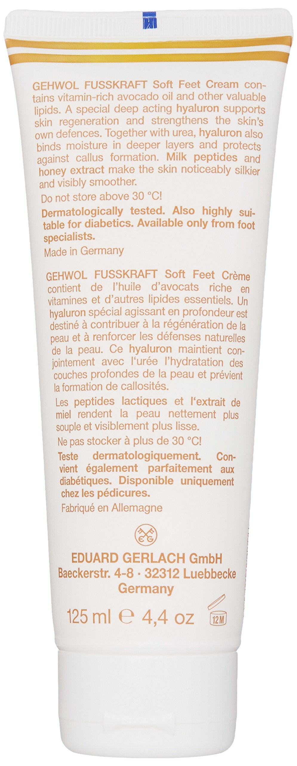 GEHWOL cream being massaged into foot to hydrate and refresh