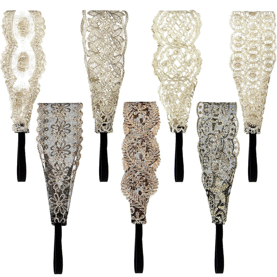 Gejoy front display showing seven lace headbands, elegant versatility
