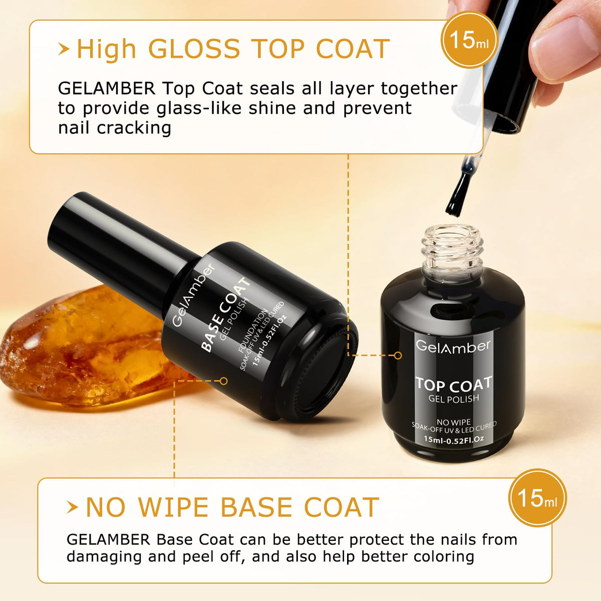 GELAMBER dehydrator drop on fingertip showing oil-removing action for better adhesion