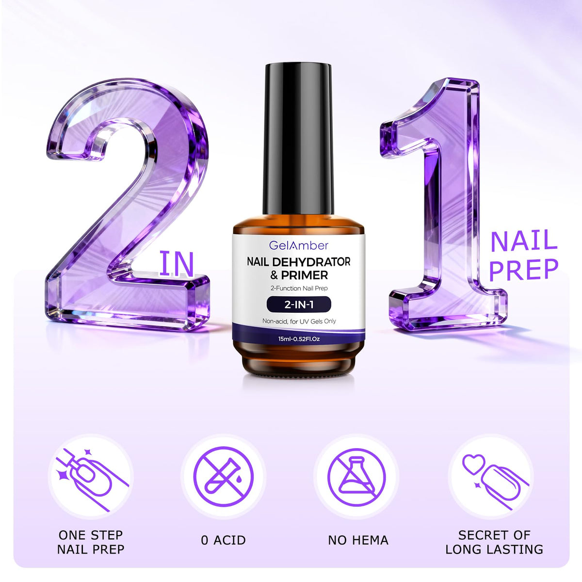 GELAMBER dehydrator primer bottle closeup demonstrating two-in-one prep for better adhesion