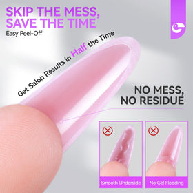 gelike ec form in use with builder gel on nail, speeds sculpting and reduces filing