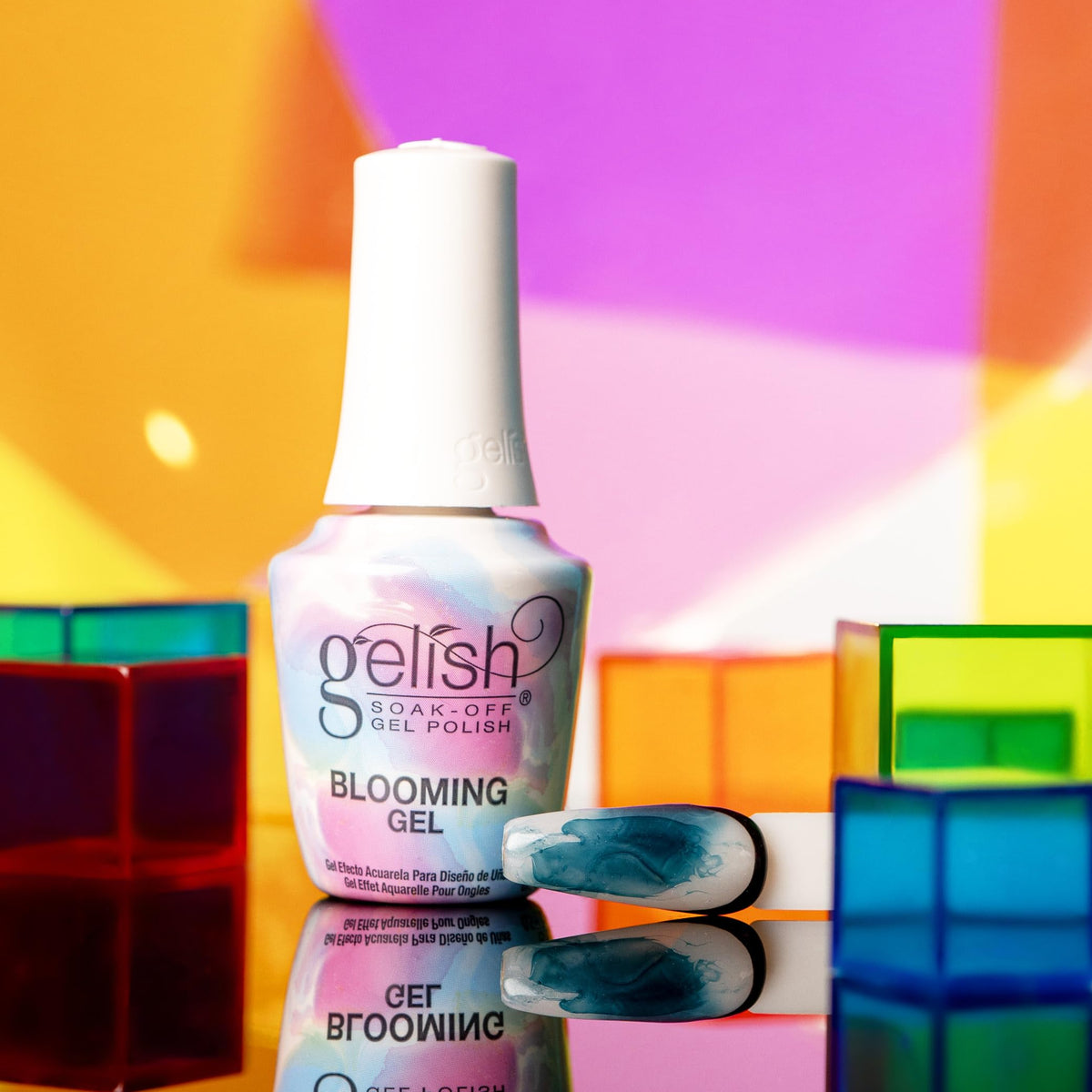 Gelish Blooming Gel brush and texture close-up highlighting smooth, easy application