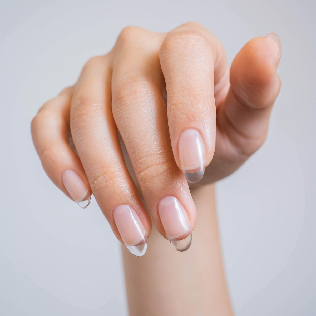 Gelish builder gel on sculpted nail in use illustrating strong extension support