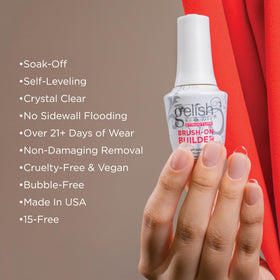 Gelish clear builder gel texture swirl showing self-leveling smooth finish benefit