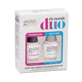 Gelish Dynamic Duo front packaging showing both 15mL bottles and branding for easy identification and confidence