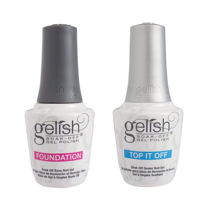 Gelish Dynamic Duo front view showing foundation and top coat for long-lasting glossy finish