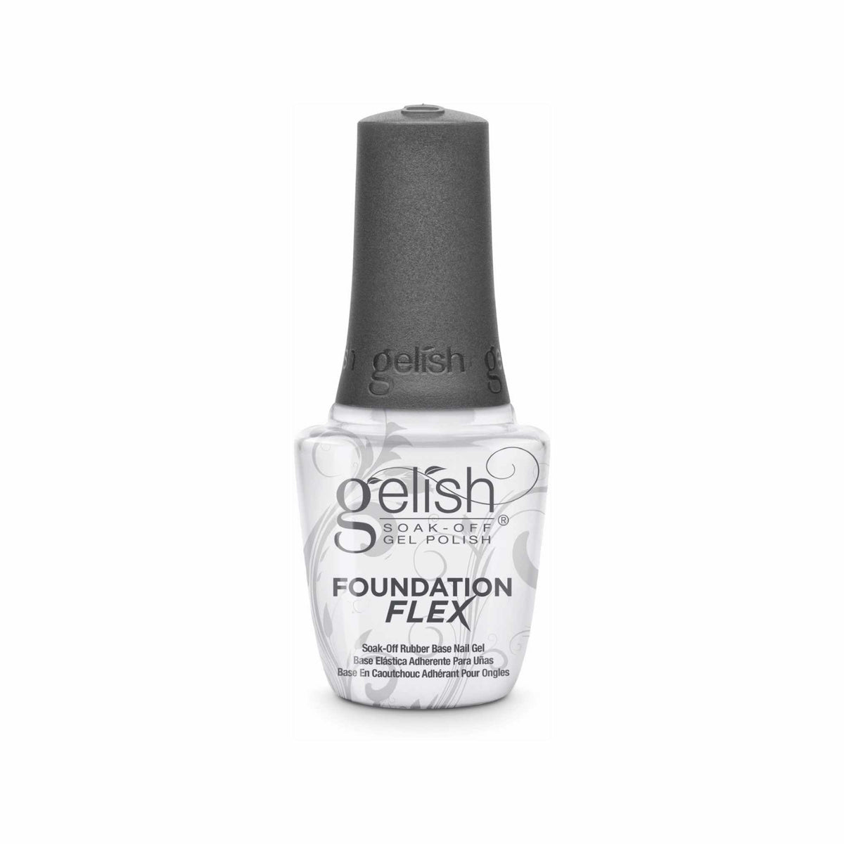 Gelish Foundation Flex front bottle showing clear base and brand for reliable protection