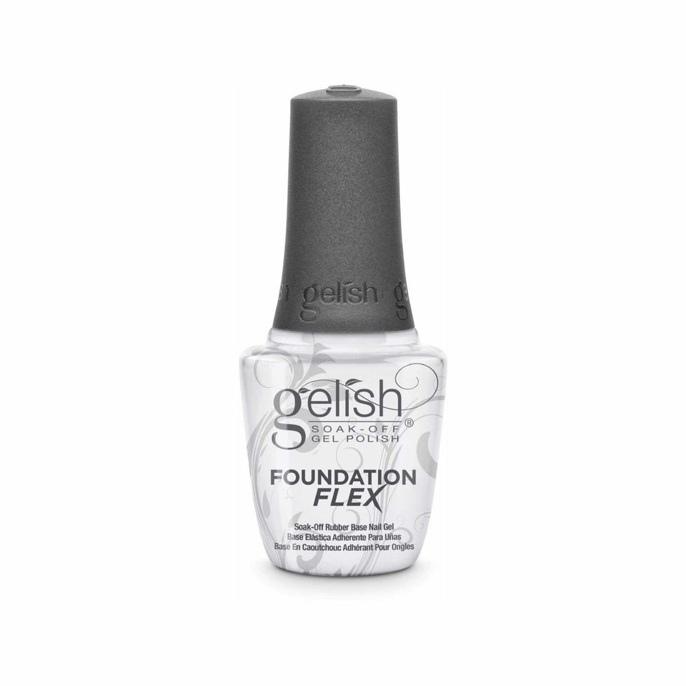 Gelish Foundation Flex front bottle showing clear base and brand for reliable protection