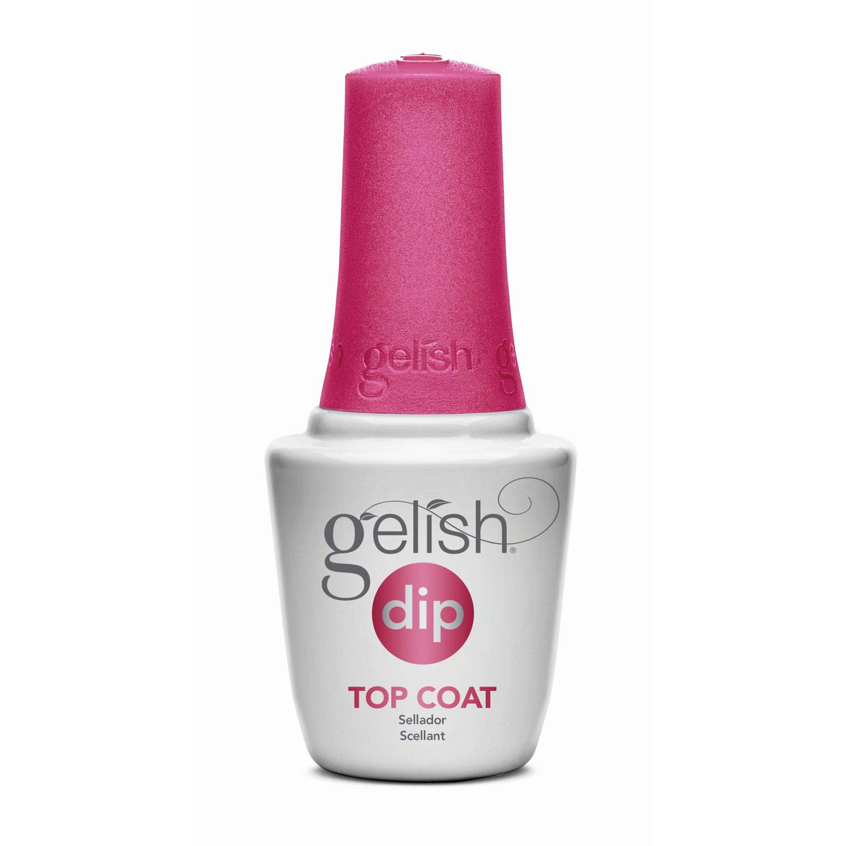 Gelish front packaging showing bottle and label with glossy finish benefit