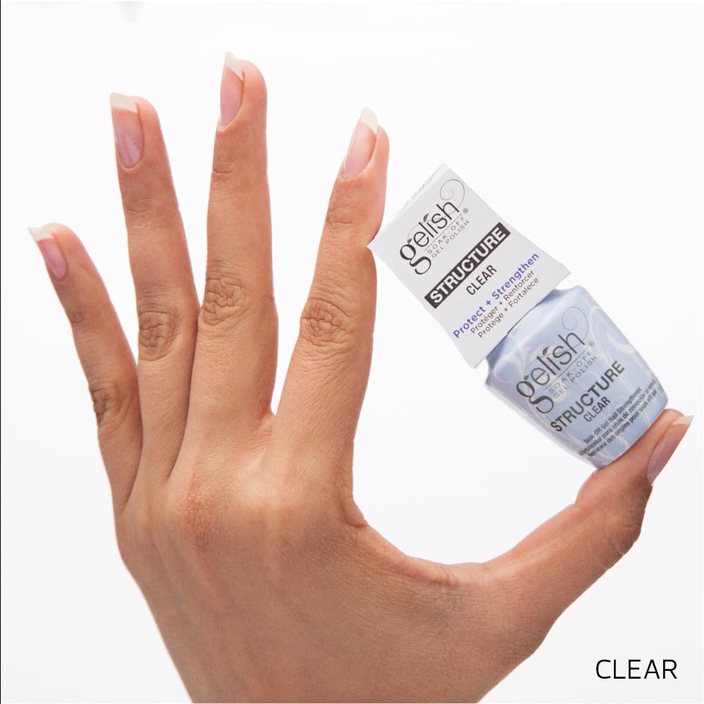 Gelish swatches of clear translucent pink and cover pink, shade options