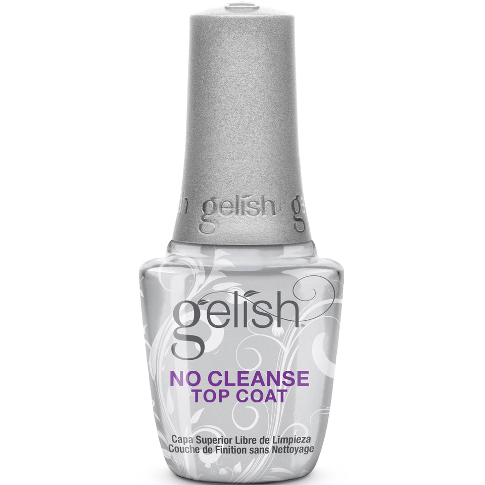 Gelish front bottle showing label and glossy finish benefit