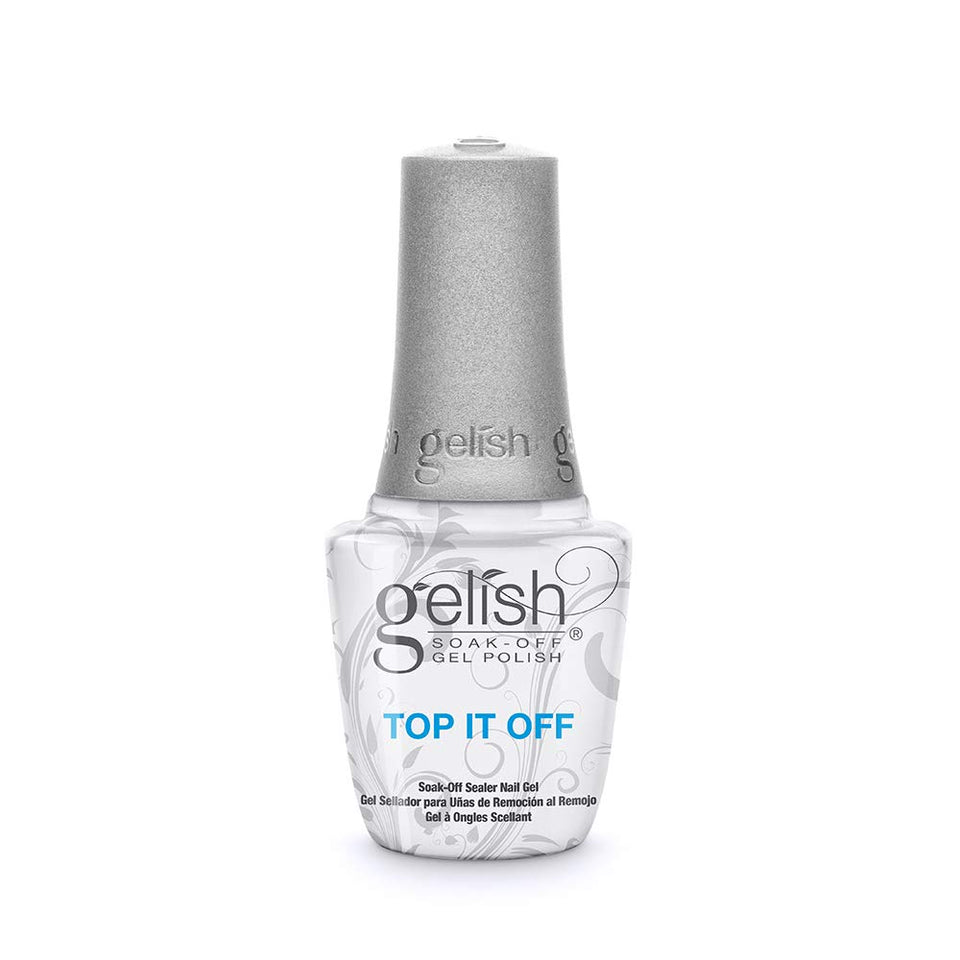 Gelish front bottle showing label and glossy cap for easy identification and professional result