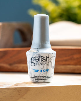 Gelish in-salon application on nails under LED lamp showing fast cure and durable finish