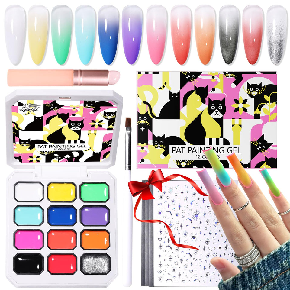 GELLAKTIK front kit layout showing all 12 gels and tools for immediate use