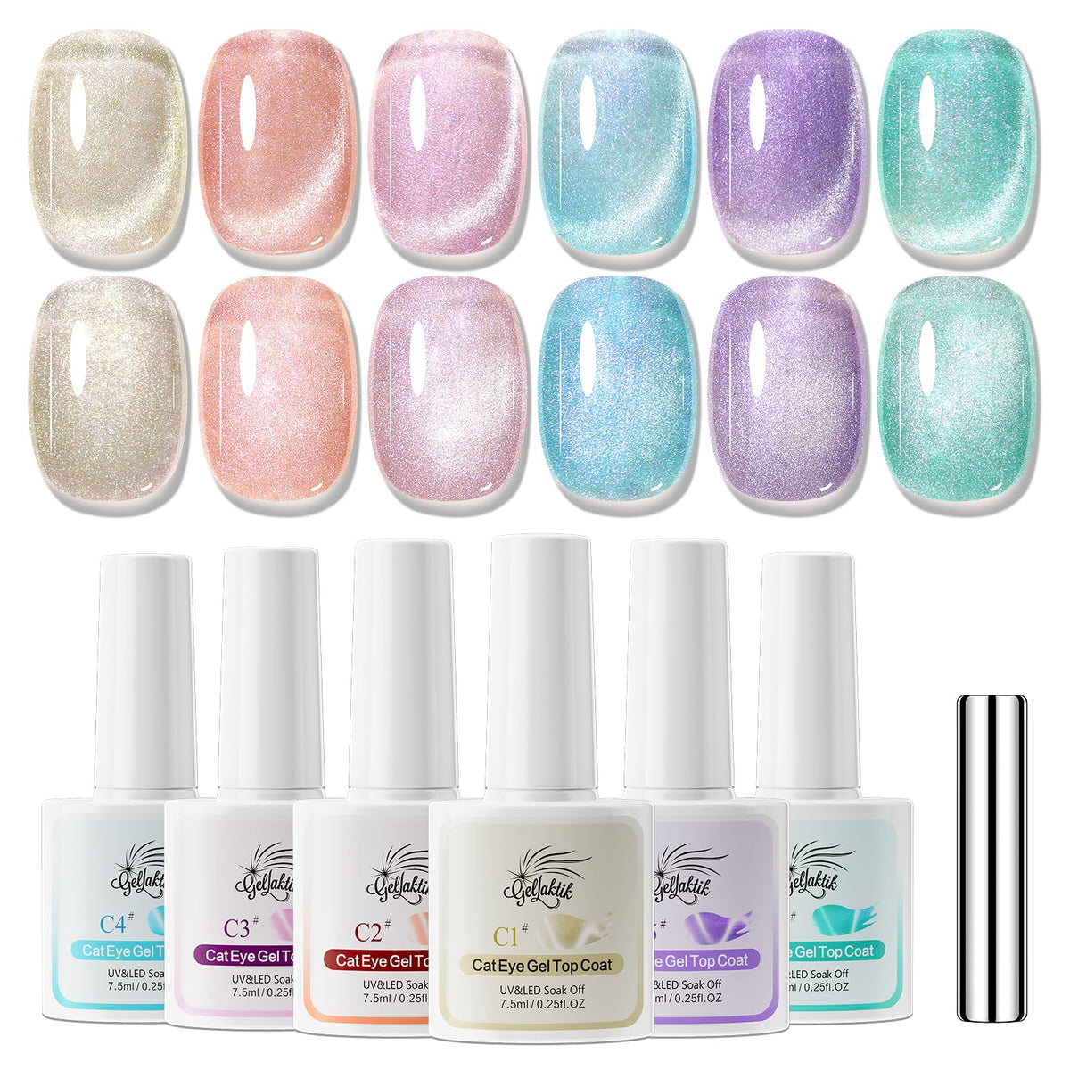 GELLAKTIK kit front packaging showing six color bottles and magnets for easy gifting