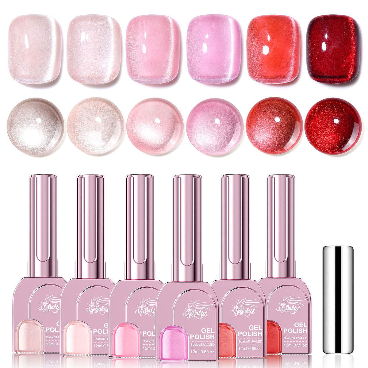 GELLAKTIK front packaging showing the six-color cat eye gel set and kit benefits