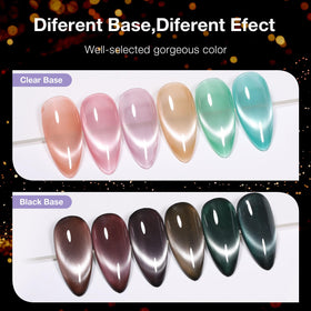 GELLAKTIK magnet held over uncured gel demonstrating how to form cat eye stripe