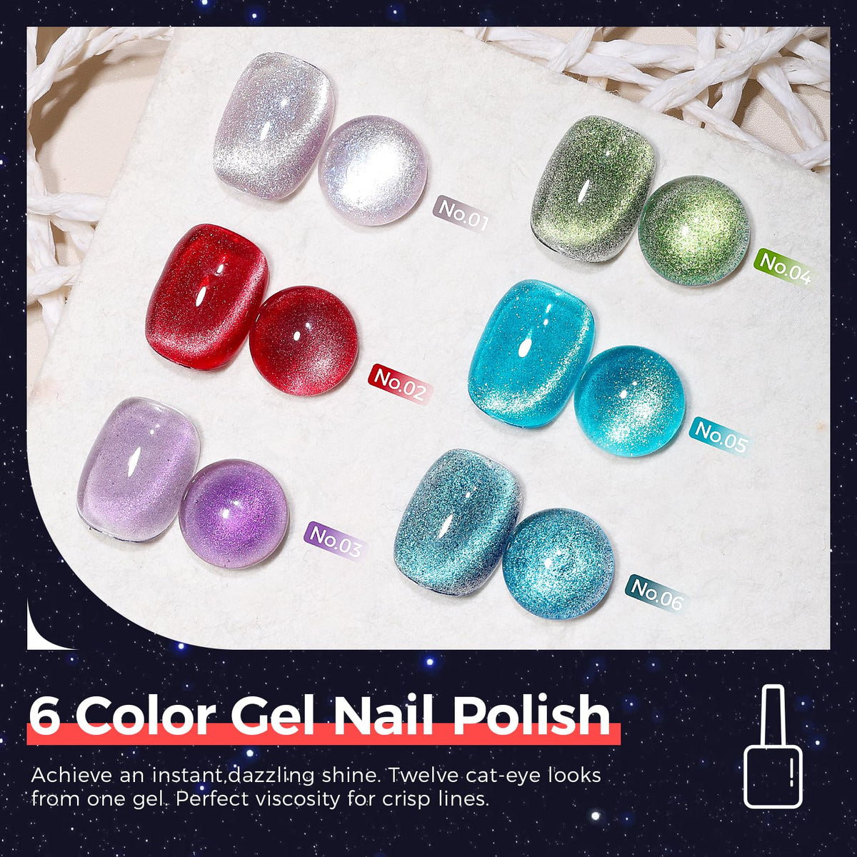 GELLAKTIK six bottles arranged to display the curated shade range