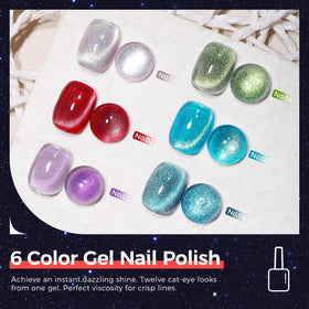 GELLAKTIK six bottles arranged to display the curated shade range