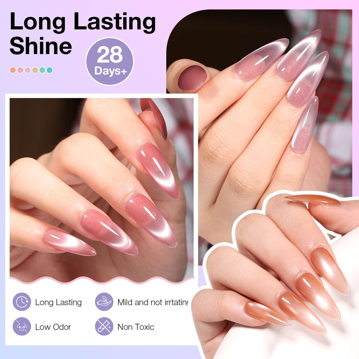 GELLAKTIK glossy cat eye texture close-up showing reflective glass-like finish