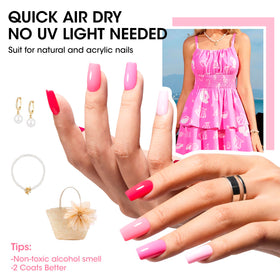 GELLEN polish on fingernails in bright light, quick-dry smooth glossy finish