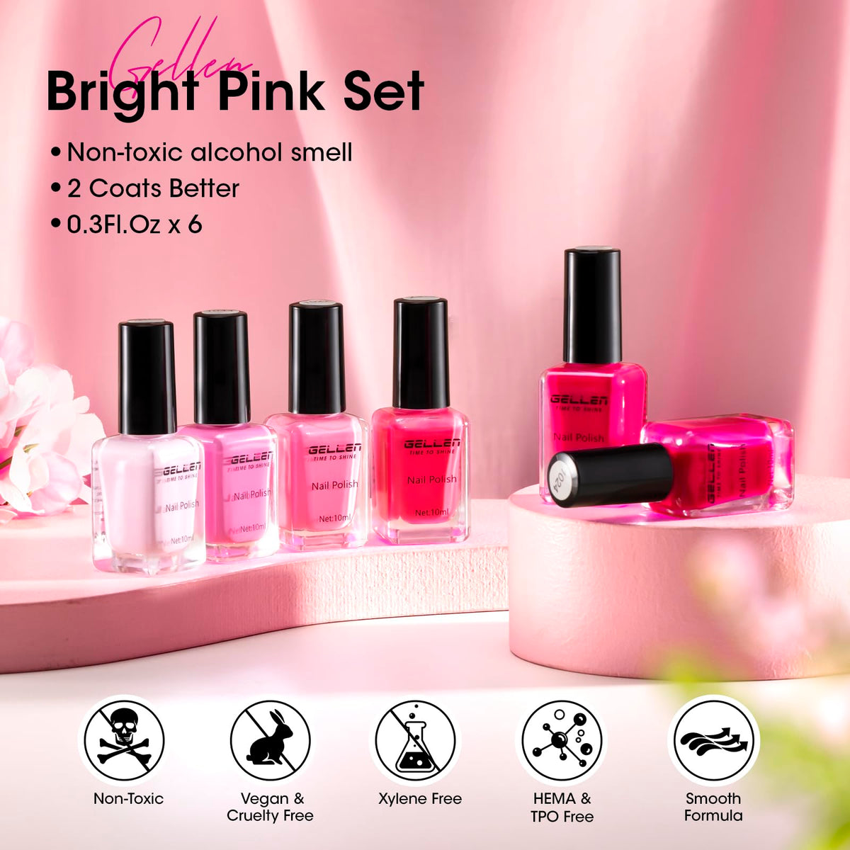 GELLEN base and top coat beside colors, system improves durability