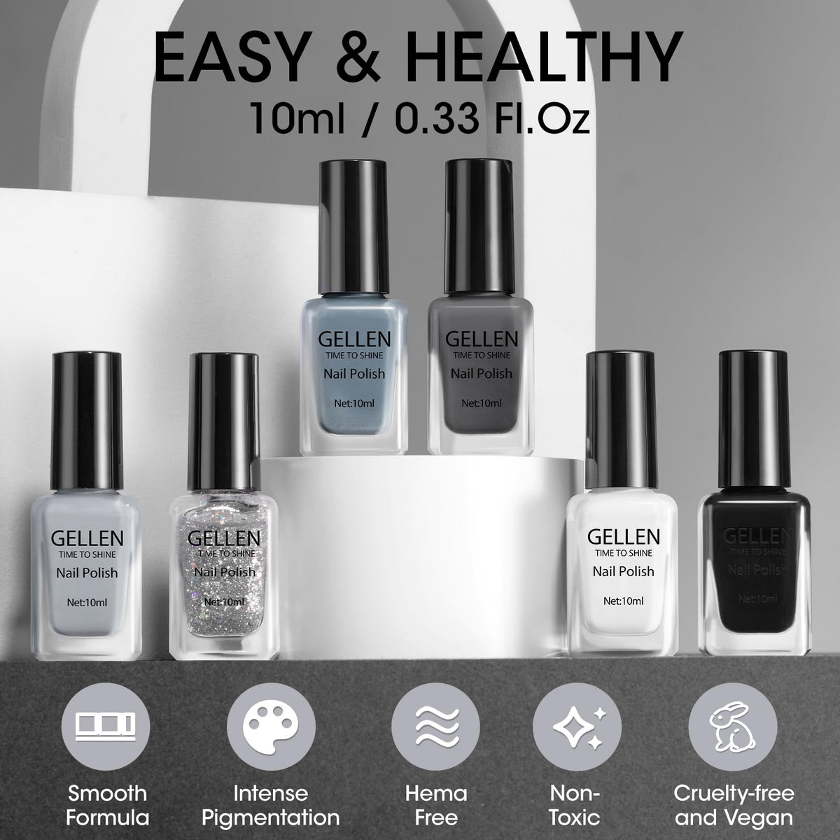 GELLEN bottle beside coin to show size and travel-ready benefit
