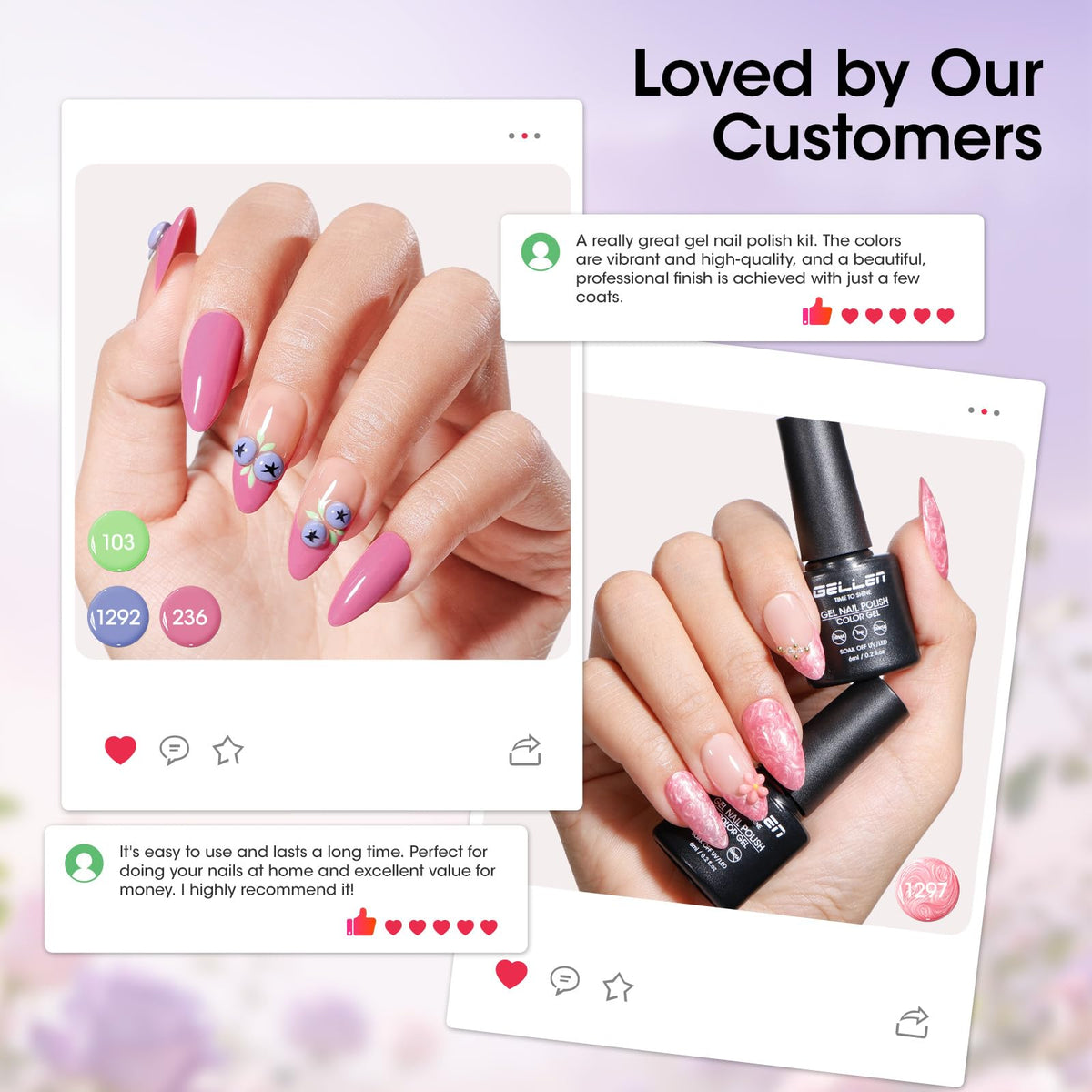 GELLEN brush stroke texture on nail showing smooth self-leveling application