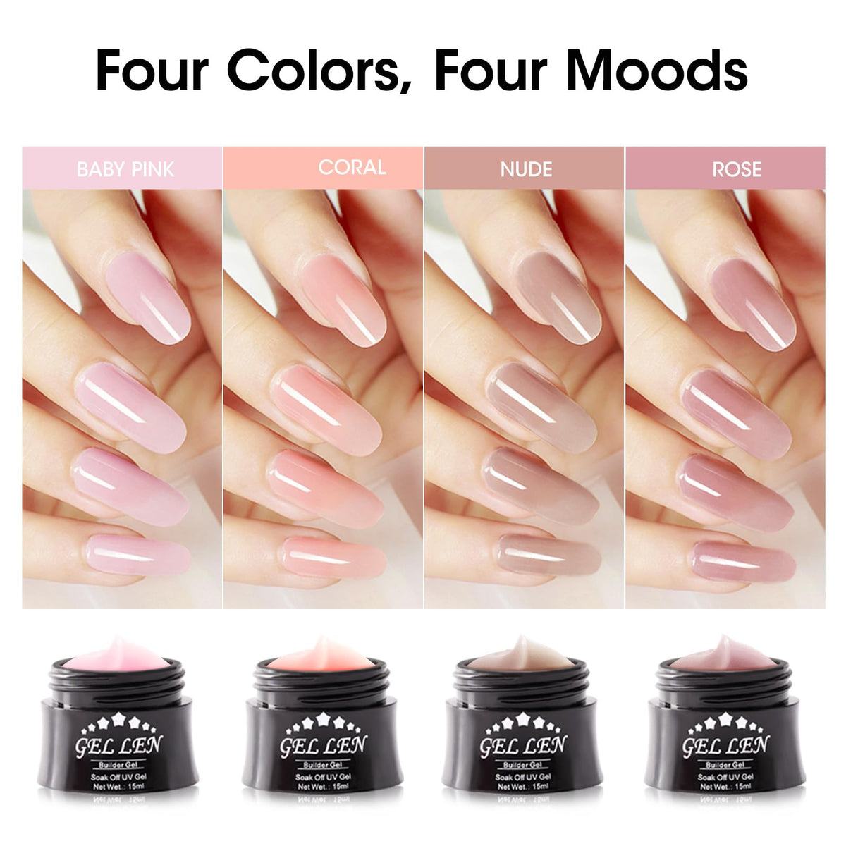 GELLEN four 15ml tubes arranged to show included shades and variety