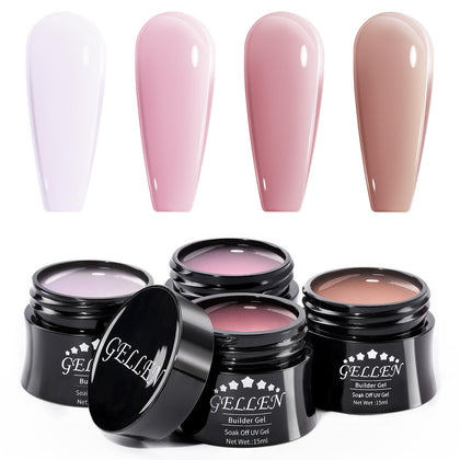 GELLEN kit front packaging showing four builder gel jars and benefits