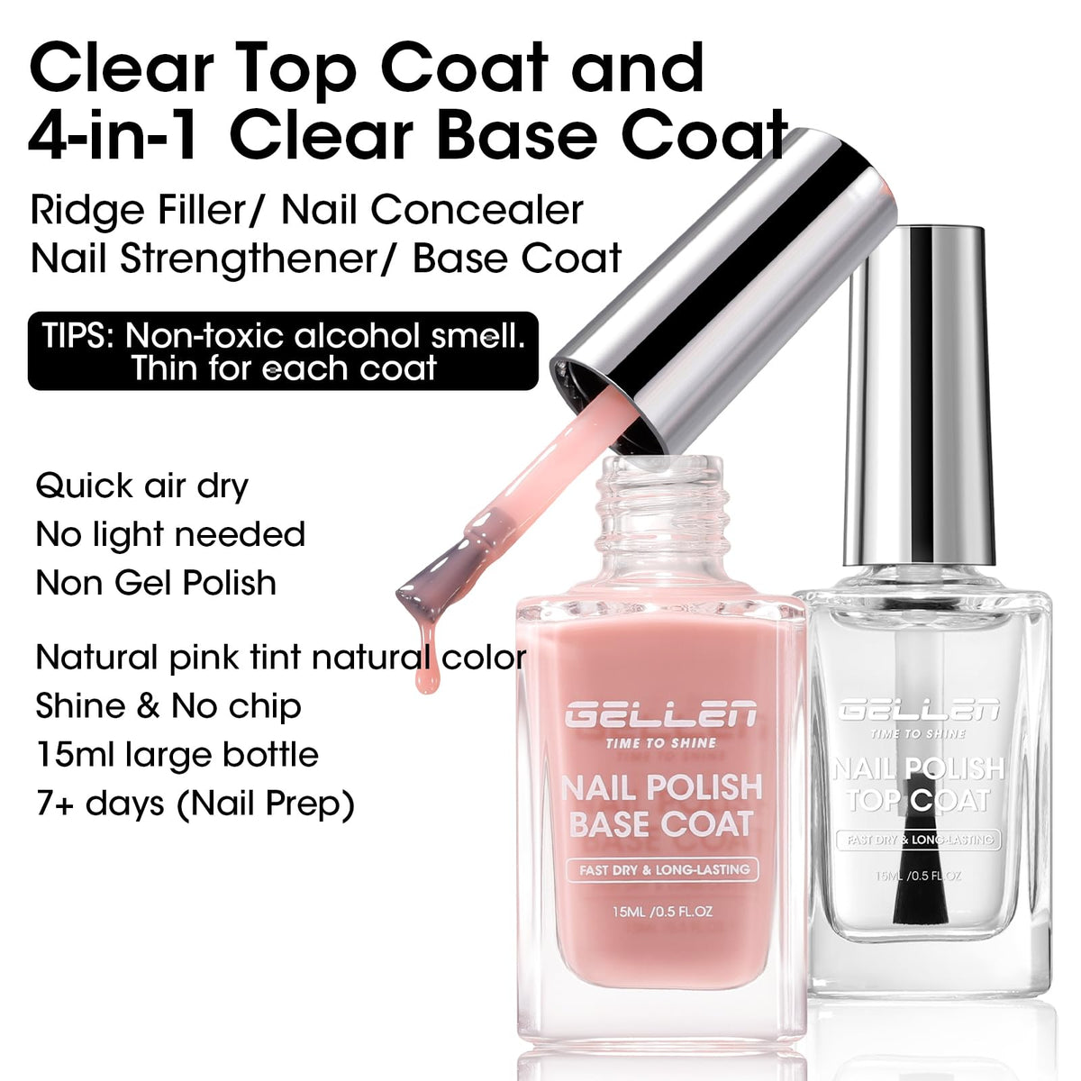GELLEN clear topcoat brush close-up for smooth glossy application