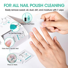 GELLEN close-up of lint-free fabric preventing fibers on nails