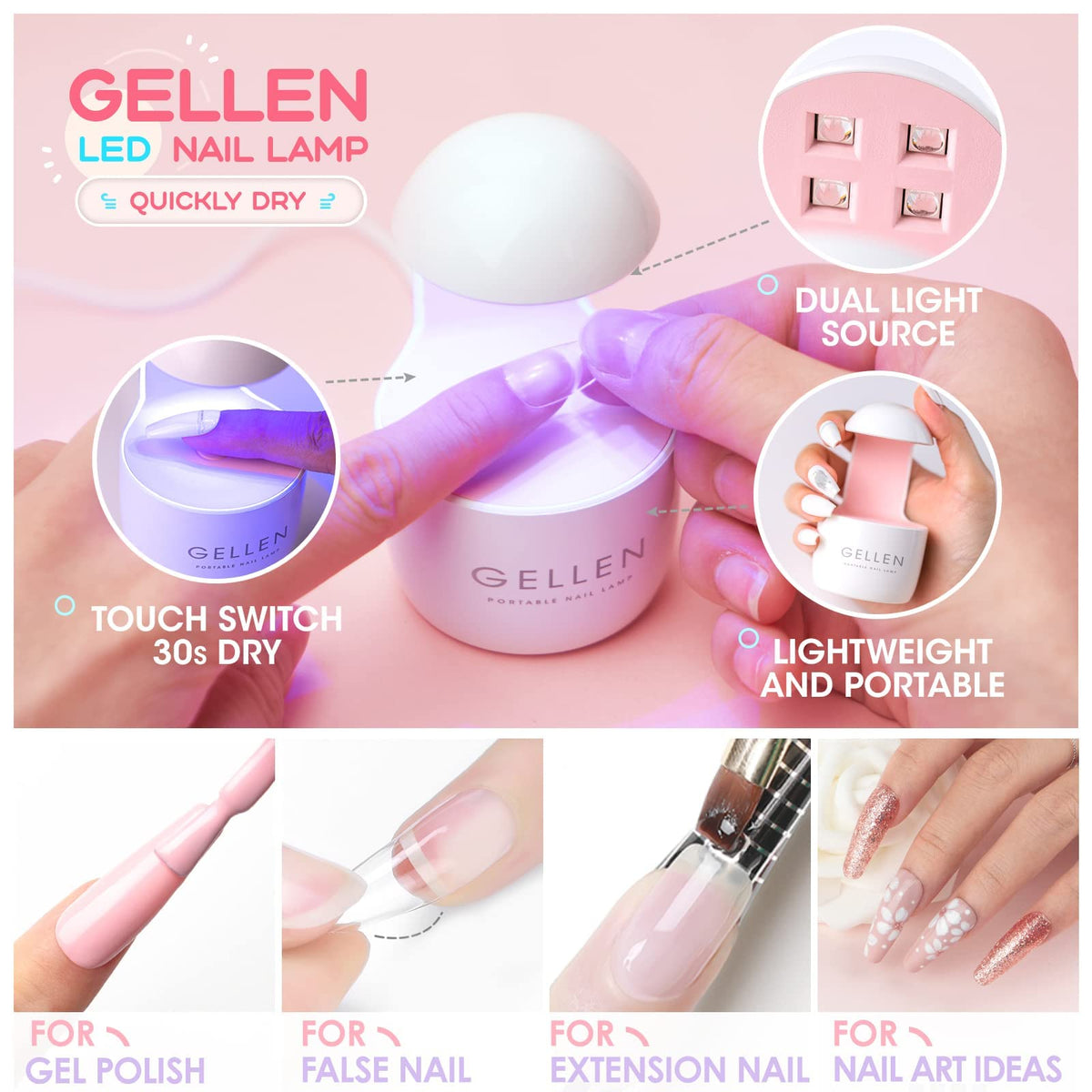 GELLEN finished cured nails showing glossy salon-style result