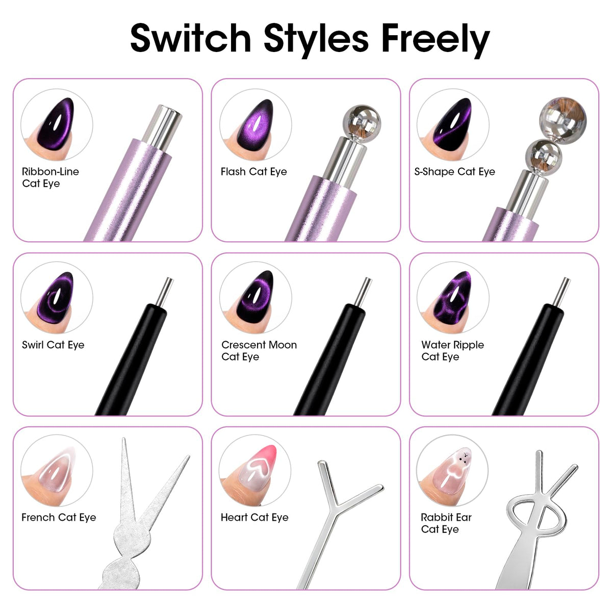 GELLEN double-ended magnet pen closeup for controlled cat eye effects and precision