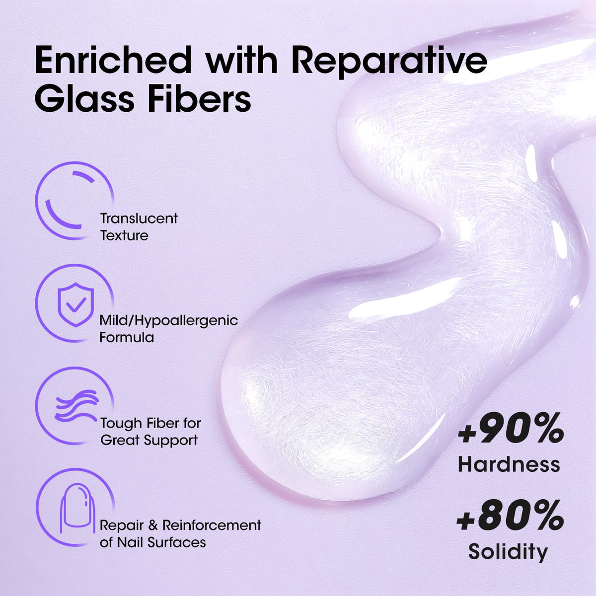 cured surface detail of GELLEN fiber gel highlighting clear no-wipe finish and durable shine