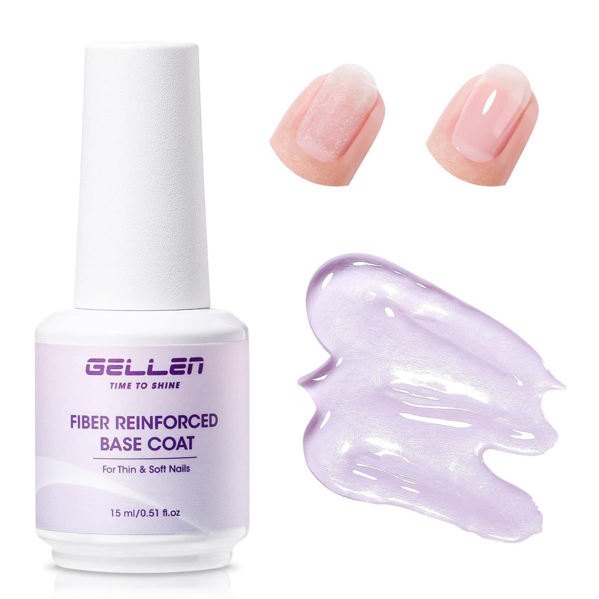 GELLEN bottle front view showing 15ml fiber gel base coat for easy identification and professional use