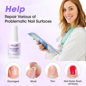 before and after nails using GELLEN fiber gel demonstrating repaired broken nail strength improvement
