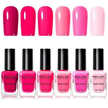 GELLEN front packaging showing six hot pink bottles, vibrant gift-ready set