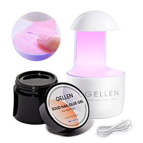 GELLEN kit front packaging showing gel and mini lamp for clear, strong bonds