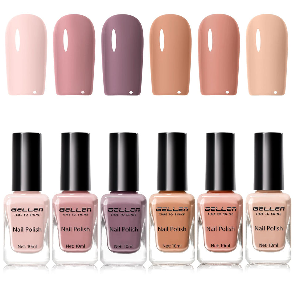 GELLEN front packaging showing six neutral polishes and set balance benefit