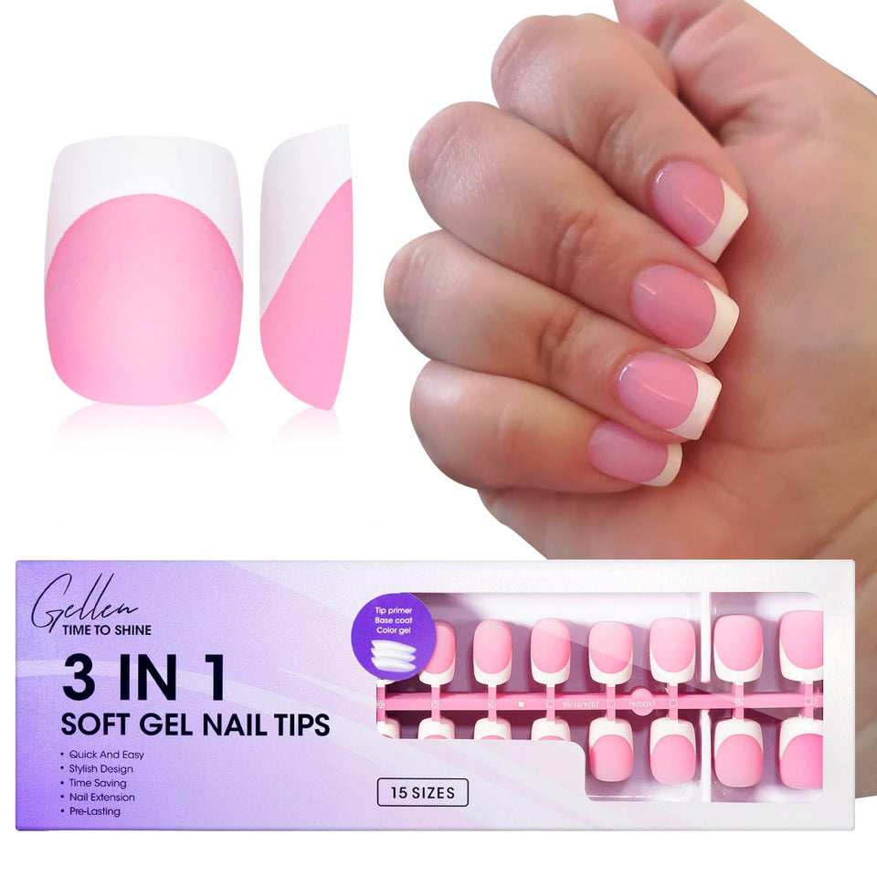 GELLEN front packaging showing 150-piece pink French tip kit and easy application