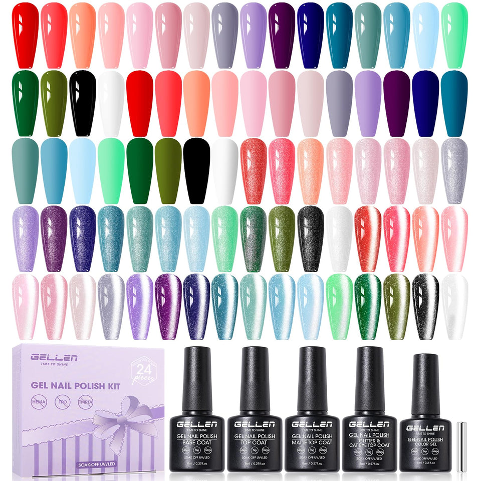 GELLEN front packaging showing full 24-piece kit and organized bottles benefit clear inventory