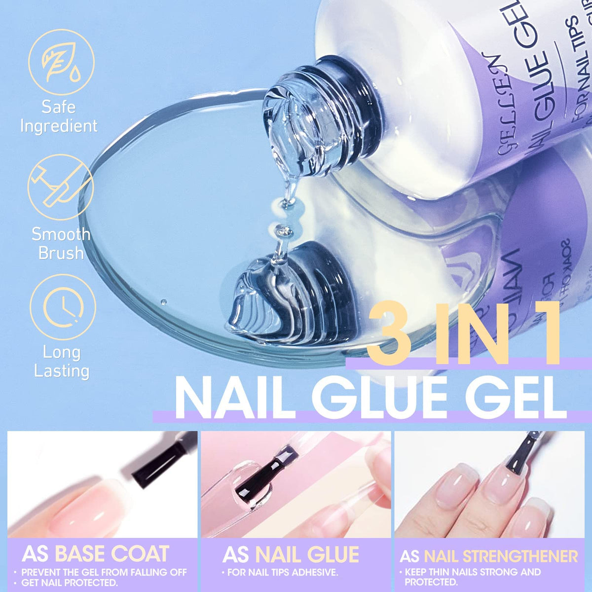 GELLEN 3-in-1 glue application on tip for strong adhesion