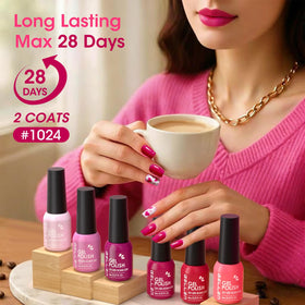 GELLEN brush applying hot pink gel for smooth, self-leveling finish