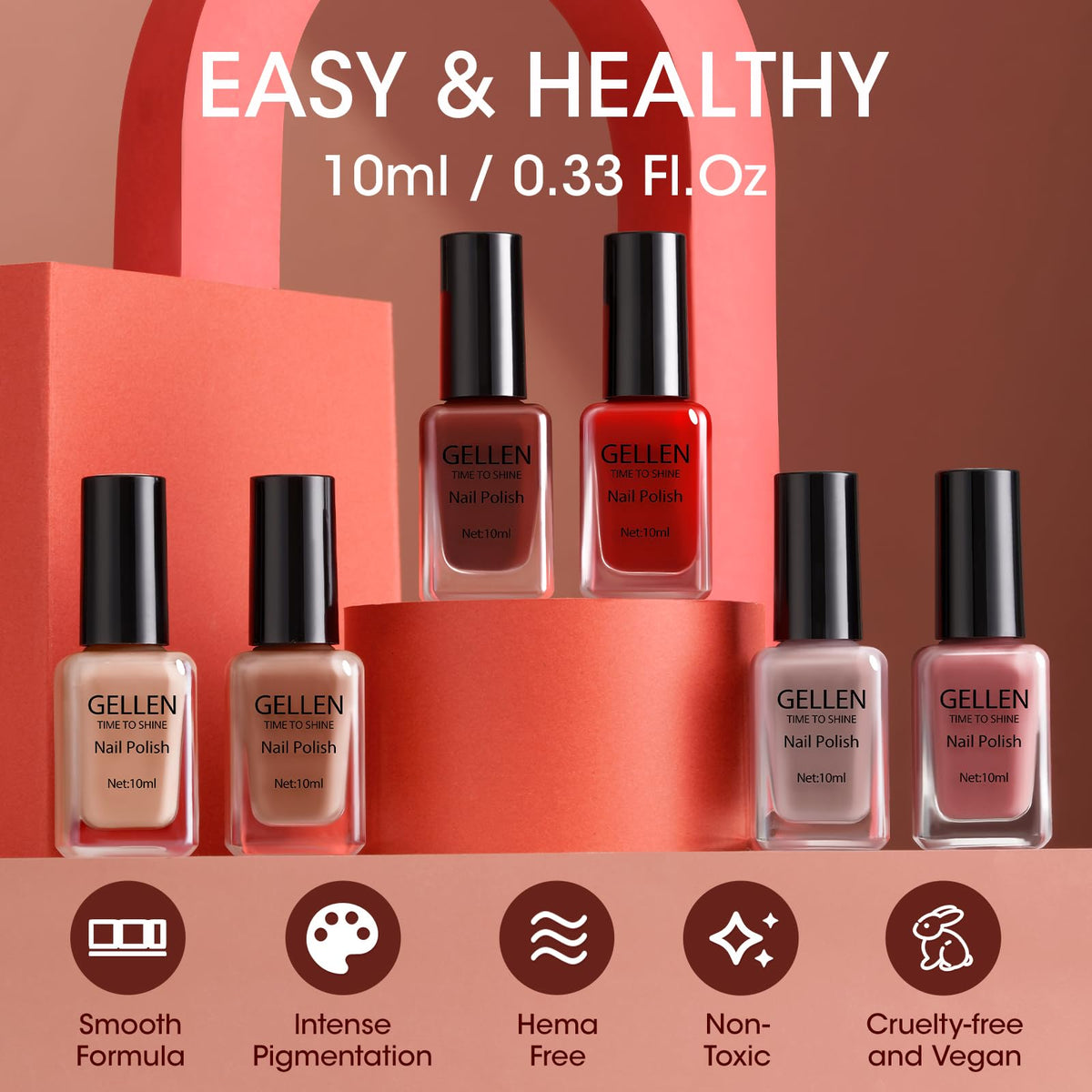 GELLEN in-use image of at-home manicure demonstrating fast drying and smooth coverage