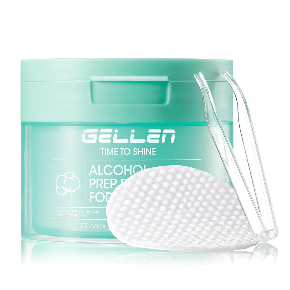 GELLEN jar front view showing 120-count pads and airtight lid for fresh storage