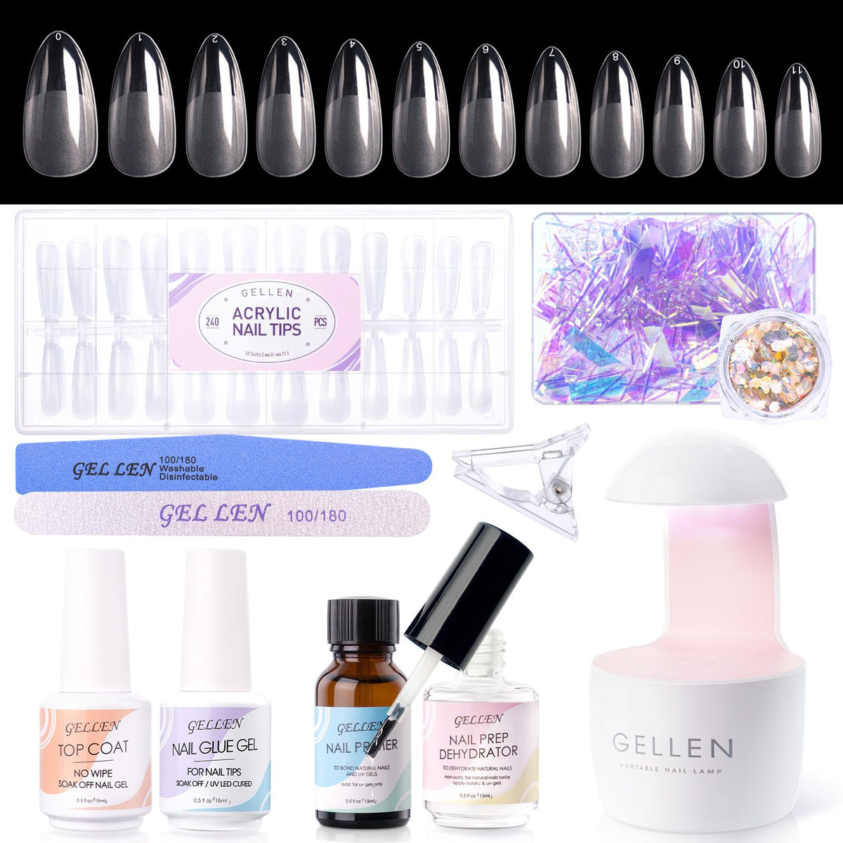 GELLEN kit flat lay showing all components for easy DIY manicures